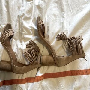 Jeffrey Campbell Tan Pallas Rope Heels Ankle Strap Sandals